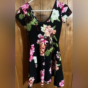 Planet Gold Floral Black Dress